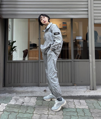 우븐 로고 아노락 셋업